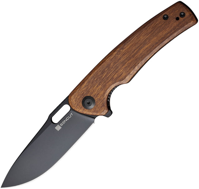 SENCUT Vesperon Wood Folding Knife 4.5in Closed 3.38in Black Finish 9Cr18MoV SS Blade Guibourtia Wood Handle