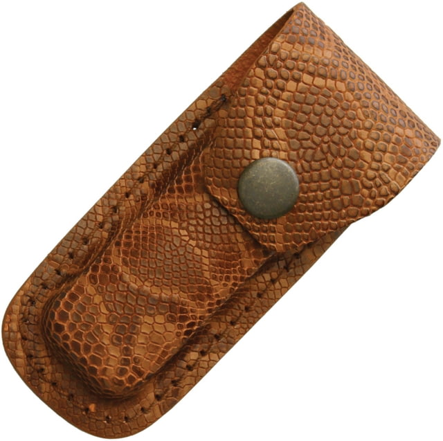 Sheath Leather Belt Pouch Fits 3in To 3.5in Folding Knife Python Pattern Leather Construction - Sheath