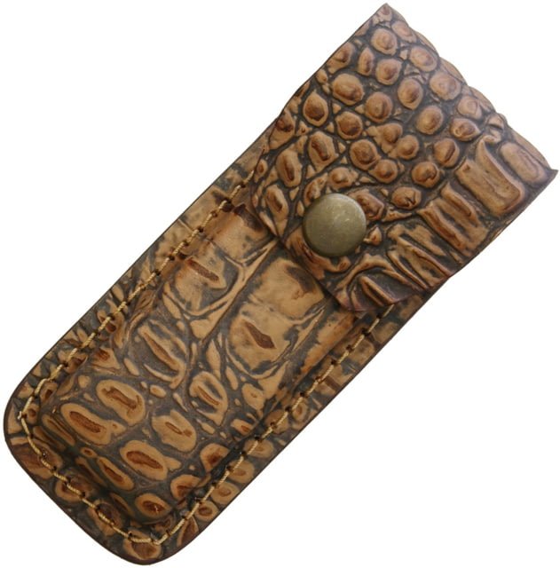 Sheath Leather Sheath Alligator Pattern Fits 4.5in To 5.25in Folding Knife Alligator Pattern Leather Construction - Sheath