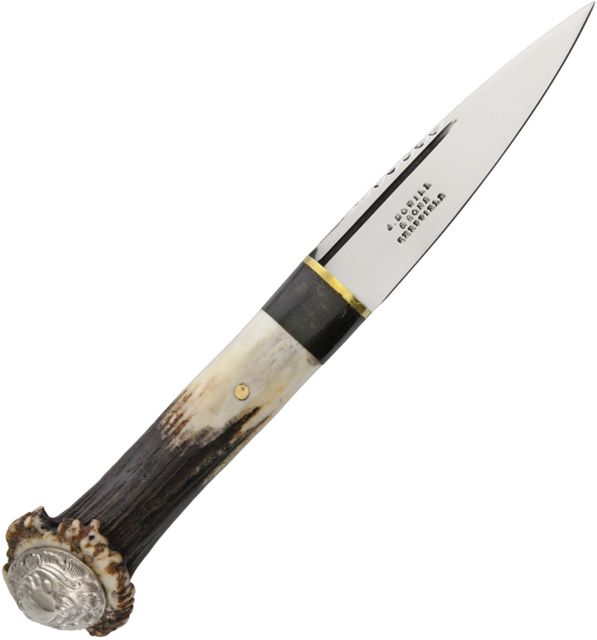 Sheffield Sgian Dhu Crown Stag Fixed Blade Knife 3.75in Stainless Steel Standard Edge Mirror Polish Crown Stag Handle SGIANDCRWSTAG - Sheffield