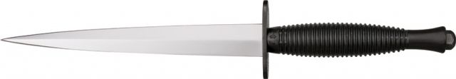 Sheffield Sykes Fairbairn Fixed Knife polished carbon steel dagger blade Black finish knurled handle SHE007 - Sheffield
