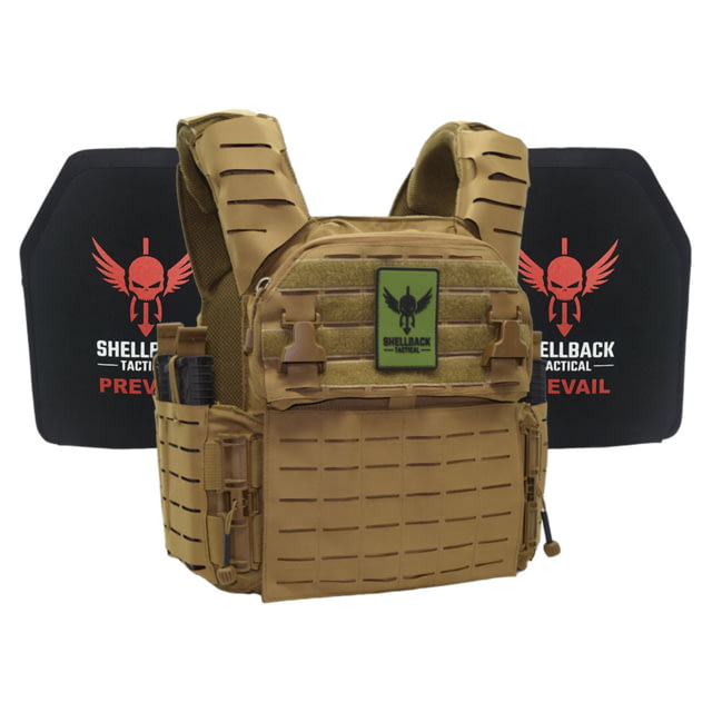 Shellback Tactical Banshee Elite 3.0 Lightweight Level III Armor System SAPI Cut Single Curved 10x12in Coyote 2XL/3XL - Shellback Tactical