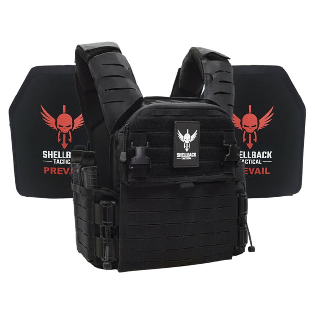 Shellback Tactical Banshee Elite 3.0 Lightweight Level III Armor System SAPI Cut Single Curved 10x12in Black Small/Medium - Shellback Tactical