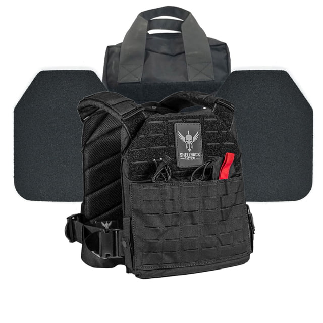 Shellback Tactical Defender 2.0 Active Shooter Armor Kit with Level III+ Model P5mmSAO Armor Plates Black One Size - Shellback Tactical