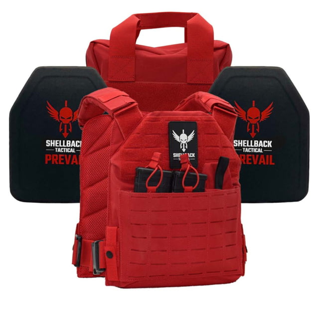 Shellback Tactical Defender 2.0 Level IV Active Shooter Armor Kit w/ Model 4SICMH Ceramic Plates Range Red One Size