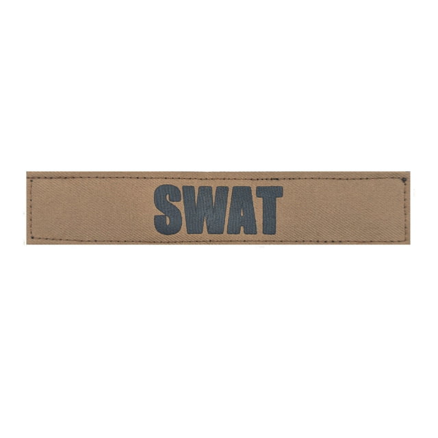 Shellback Tactical ID Placard w/ Hook Back 1x5in SWAT/Black On Coyote - Shellback Tactical