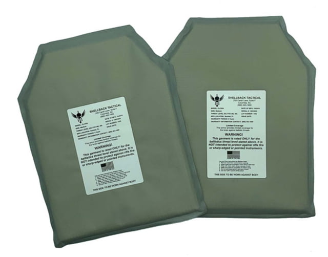 Shellback Tactical Level IIIA Model CLCIIIA Soft Armor Package Plate Backer Set of 2 Black Large NSN N