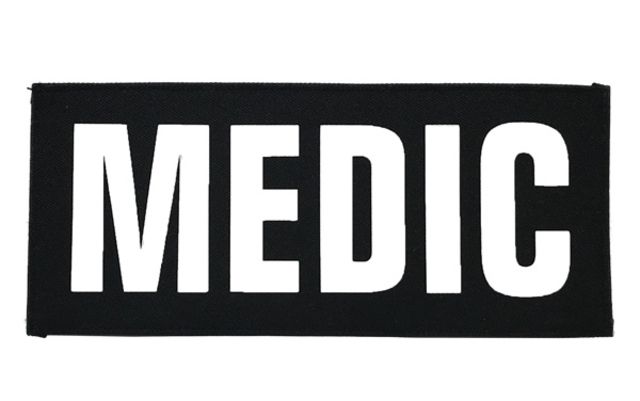 Shellback Tactical Medic ID Placard Hook Back 2 x 5 inch White on Black One Size Fits Most - Shellback Tactical