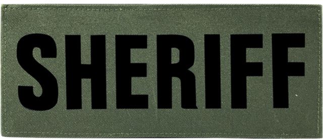 Shellback Tactical Sheriff ID Placard Hook Back 3 x 7inch Black on Olive One Size Fits Most - Shellback Tactical