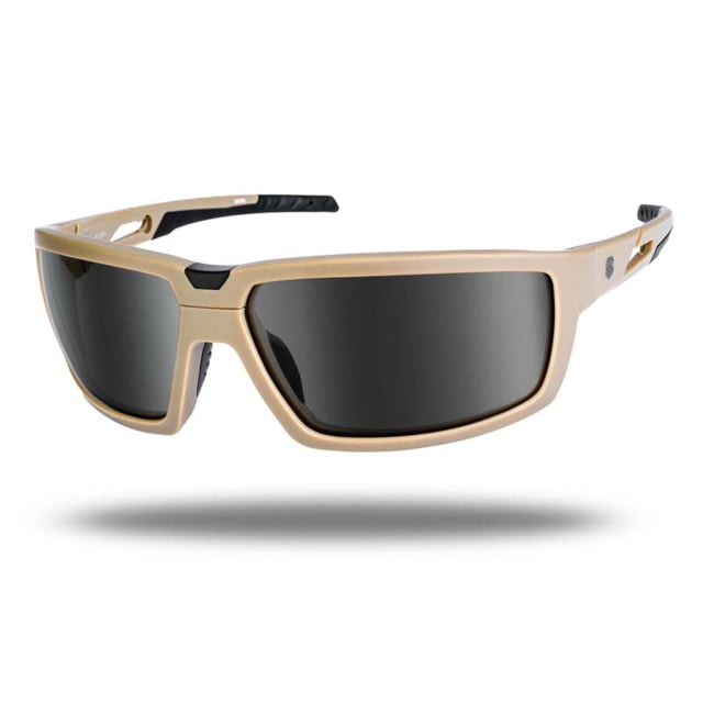 Shellshock Protection Eclipse Men's Sunglasses Tan Frame Polarized Smoke Z87+ Lens - Shellshock Protection