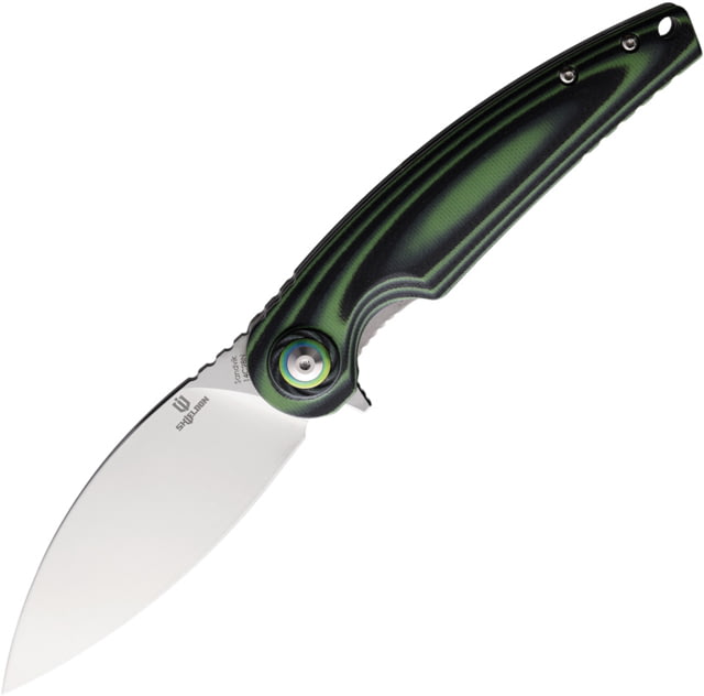 Shieldon Bulbasaur Mirror Folding Knife 5in Closed 3.75in Mirror 14C28N Sandvik Blade Black/Green G10 Handle Nylon Sheath - Shieldon