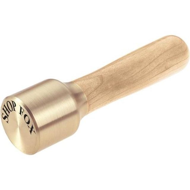 Shop Fox Turned-Polished Brass Head Mallet Maple Handle 8 oz.