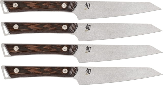 Shun Cutlery Steak Knife Set 10.25in Overall 5in Heritage Aus-10A SS Blade Wenge Wood Handle Set Of Four Hand Sharpened 16 Degree Double-Bevel Blade - Shun Cutlery