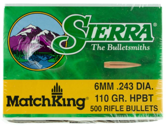 Sierra Bullets .243 Caliber 110 Grain HPBT MatchKing 500 Rifle Bullets, 1575C by USA Sierra Bullets Reloading Bullets & Shot