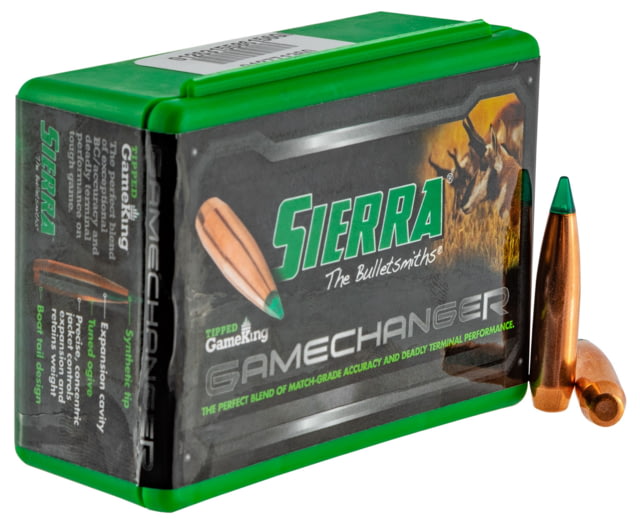 Sierra Bullets .264 Caliber 130 Grain BTHP Tipped GameKing 50 Rifle Bullets, 4330T by USA Sierra Bullets Reloading Bullets & Shot