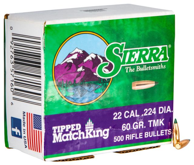 Sierra Bullets Sierra Bullets .22 Caliber 60 Grain 500 Box Tipped MatchKing Rifle Bullets - $176.99 at Optics Planet