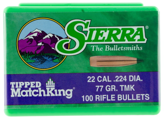 Sierra Bullets .22 Caliber 77 Grain Tipped MatchKing 100 Rifle Bullets, 7177 by USA Sierra Bullets Reloading Bullets & Shot
