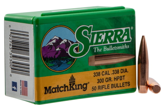 Sierra Bullets Sierra Bullets .338 Caliber 300 Grain Hollow Point Boat Tail MatchKing Rifle Bullets - $64.79 at Optics Planet