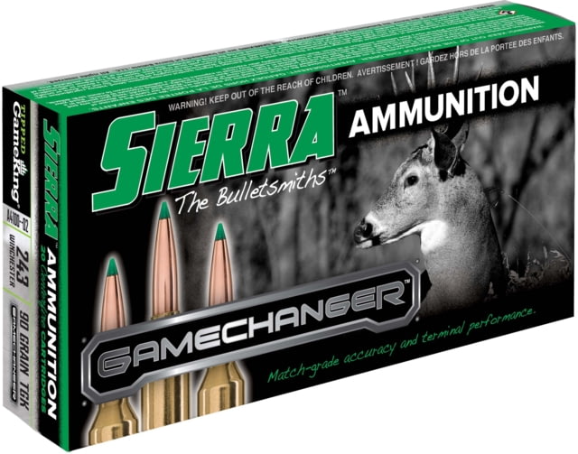 rra Bullets GameChanger .243 Winchester 90 Grain Sierra Bullets Tipped GameKing Brass Cased Centerfire Rifle 20 Rounds Ammo