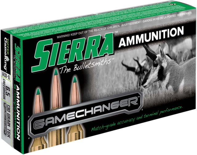 Sierra Bullets GameChanger 6.5 Creedmoor 130 Grain Sierra Bullets Tipped GameKing Brass Cased Centerfire Rifle Ammo 20 Rounds rra Bullets GameChanger 6.5 Creedmoor 130 Grain Sierra Bullets Tipped GameKing Brass Cased Centerfire Rifle 20 Rounds Ammo