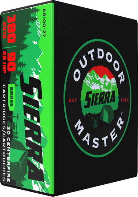 rra Bullets Outdoor Master 380 Auto 90 Grain Jacketed Hollow Point/JHP Brass Cased Centerfire Pistol 20 Rounds Ammo