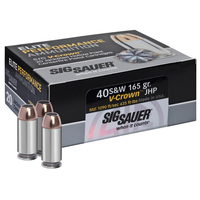  SAUER V-Crown .40 S&W 180 Grain Jacketed Hollow Point Brass Cased Centerfire Pistol 20 Rounds Ammo