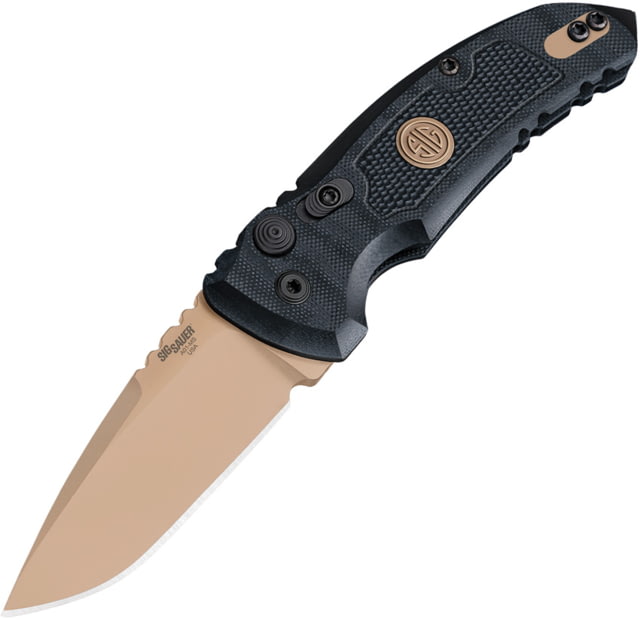 SIG SAUER Auto A01 Microswitch Automatic Folding Knife 3.88in Closed 2.75in Dark Earth PVD CPM-154 Stainless Drop Point Blade Black G10 Handle - Sig Sauer