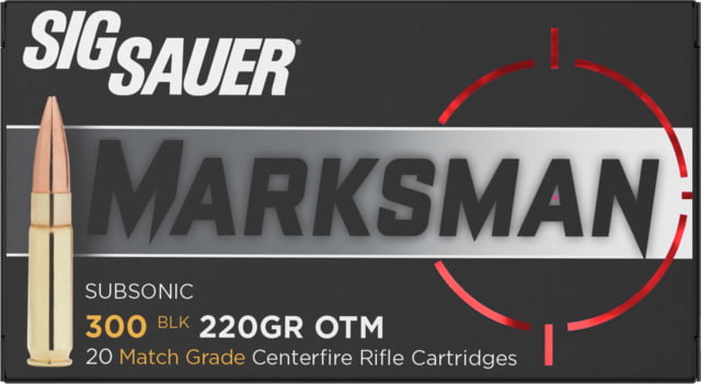  SAUER Elite Match Grade .300 AAC Blackout 220 Grain Open Tip Match Brass Cased Centerfire Rifle 20 Rounds Ammo