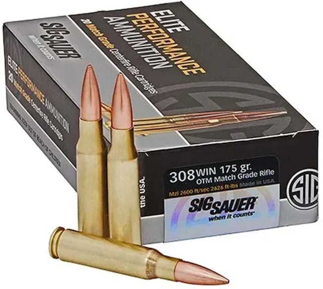  SAUER Elite Match Grade .308 Winchester 175 Grain Open Tip Match Brass Cased Centerfire Rifle 20 Rounds Ammo
