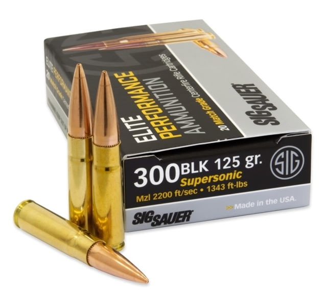  SAUER SIG Match Grade Rifle .300 AAC Blackout 125 Grain Open Tip Match Brass Cased Centerfire Rifle 20 Rounds Ammo
