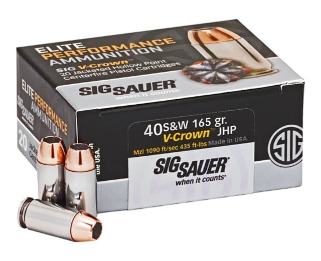 SAUER V-Crown .40 S&W 165 Grain Jacketed Hollow Point Brass Cased Centerfire Pistol 50 Rounds Ammo