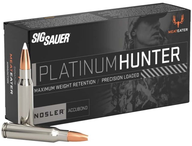 SIG SAUER Platinum Hunter 6.5mm Creedmoor 140 Grain Nosler Accubond Brass Cased Centerfire Rifle Ammo 20 Rounds SAUER Platinum Hunter 6.5mm Creedmoor 140 Grain Nosler Accubond Brass Cased Centerfire Rifle 20 Rounds Ammo