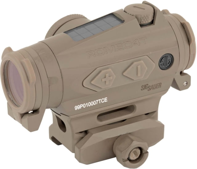 USED SIG SAUER Romeo4T Red Dot Sight Ballistic Circle Dot Solar 0.5 MOA Adjustable Side Battery Hex Bolt Mount Spacer Flat Dark Earth Medium - Sig Sauer