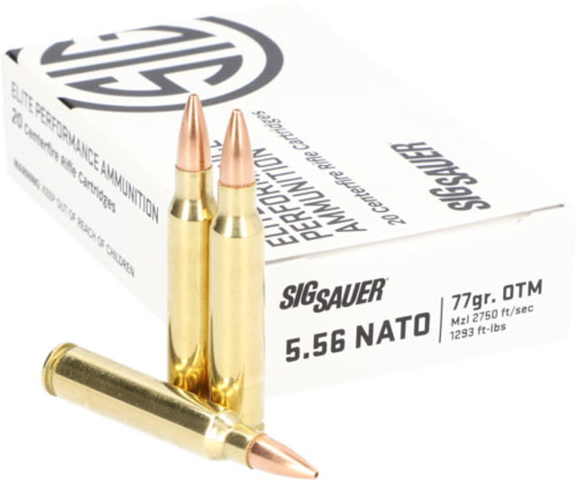 SIG SAUER Marskman 5.56x45mm NATO 77 Grain Elite Open Tip Match Centerfire Rifle Ammo 20 Rounds  SAUER Marskman 5.56x45mm NATO 77 Grain Elite Open Tip Match Centerfire Rifle 20 Rounds Ammo