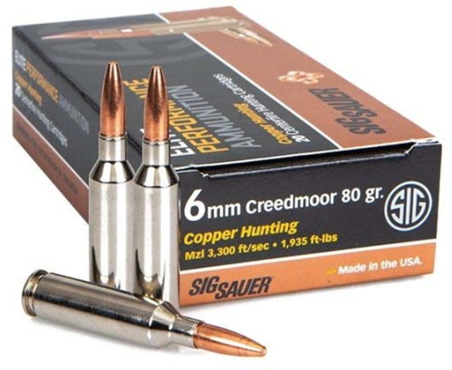  SAUER SIG Hunting Rifle 6mm Creedmoor 80 Grain Hunting Tipped Brass Cased Centerfire Rifle 20 Rounds Ammo