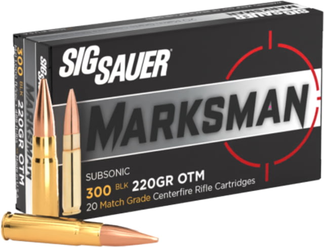  SAUER .300 AAC Blackout 220 Grain Match Brass Cased Rifle 20 Rounds Ammo