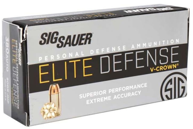  SAUER V-Crown .380 ACP 90 Grain Jacketed Hollow Point Brass Cased Centerfire Pistol 50 Rounds Ammo