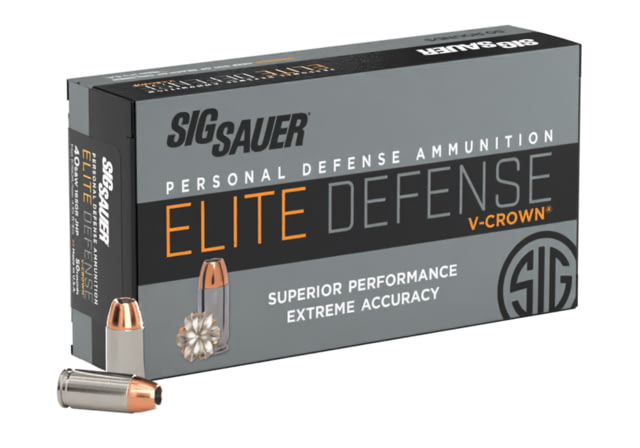 SIG SAUER V-Crown Ammo .40 S&W 165 Grain Jacketed Hollow Point Brass Cased Centerfire Pistol Ammo 500 Round SAUER V-Crown .40 S&W 165 Grain Jacketed Hollow Point Brass Cased Centerfire Pistol 500 Round Ammo