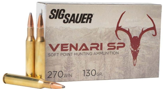SIG SAUER Venari .270 Winchester 130 Grain Soft Point Brass Cased Rifle Ammo 20 Rounds SAUER Venari .270 Winchester 130 Grain Soft Point Brass Cased Rifle 20 Rounds Ammo