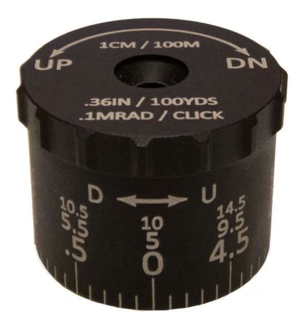 Sightron SIII6 24x50mm Tactical elevation Knob 0.1 MRAD 14.5 MRAD Black MRAD