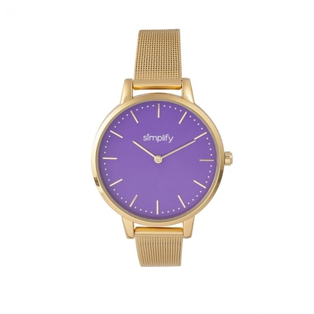 Simplify The 5800 Mesh Bracelet Watch, Gold/Purple, SIM5804