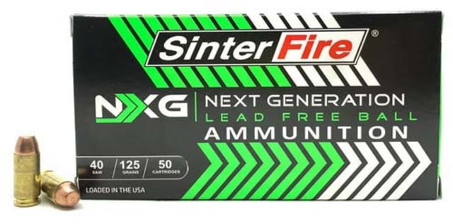 SinterFire Next Generation 10mm Auto 125grain Lead-Free Ball Brass Cased Pistol Ammo 50 Rounds terFire Next Generation 10mm Auto 125grain Lead-Free Ball Brass Cased Pistol 50 Rounds Ammo