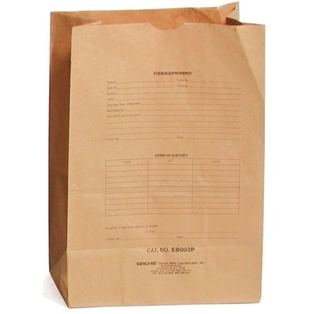 Sirchie - Kraft Evidence Bags Printed 12inch X 7inch X 17 100/pack - Sirchie