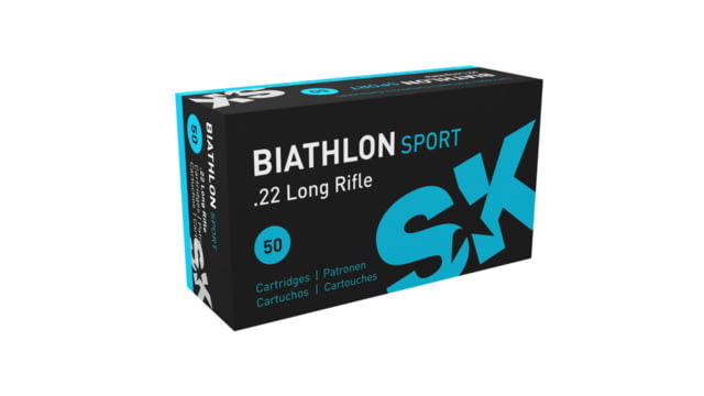 Biathlon Sport .22 Long Rifle 40 Grain Lead Round Nose Brass Cased Rimfire 50 Rounds Ammo