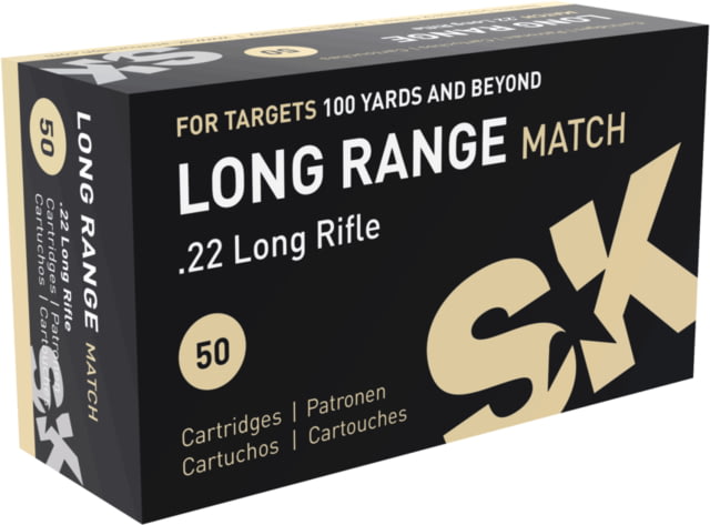 Long Range Match .22 Long Rifle 40 Grain Lead Round Nose Brass Cased Rimfire 50 Rounds Ammo