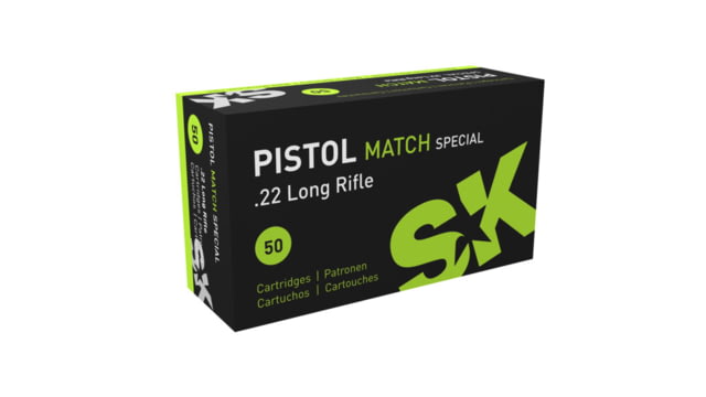 Pistol Match Special .22 Long Rifle 40 Grain Lead Round Nose Brass Cased Rimfire 50 Rounds Ammo