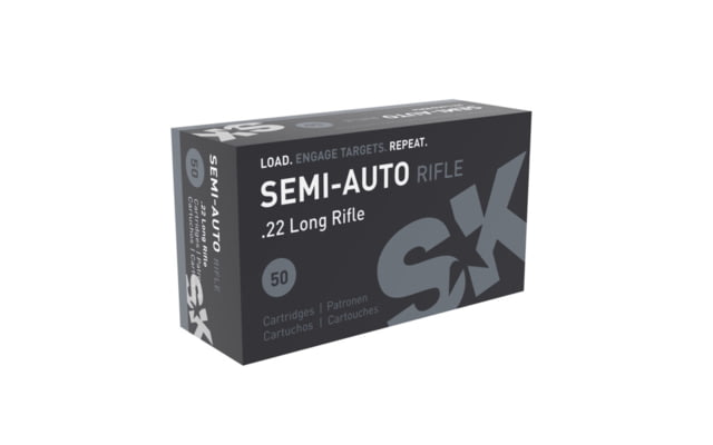 Semi-Auto Rifle .22 Long Rifle 40 Grain Lead Round Nose Brass Cased Rimfire 50 Rounds Ammo
