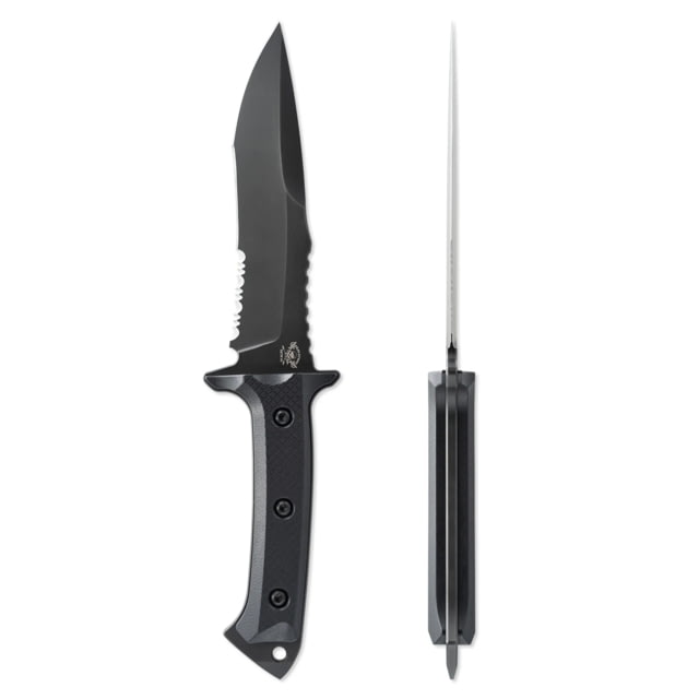 Skallywag Tactical Riptide Spear Point Serrated Fixed Blade Knife 6.35 in D2 Spear Point Blade G10 Handle Black - Skallywag Tactical