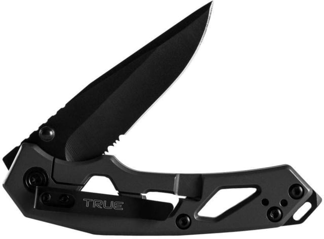 True Drop Point and Glass Breaker Tactical EDC Knife Black - True