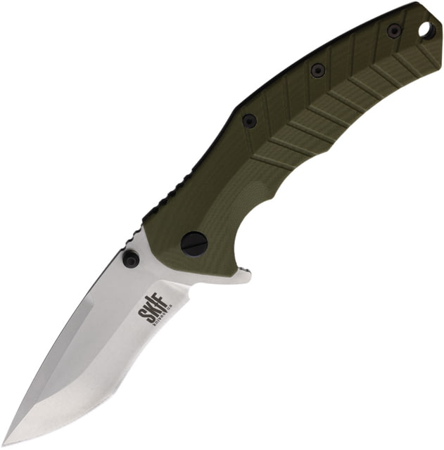SKIF Knives Griffin SW Olive Folding Knife 5in Closed 3.75in Stonewash Finish 9Cr18MoV Blade OD Green G10 Handle - Skif Knives